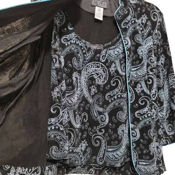 Amex Evenings 2 Piece Back/Blue Sequin Top Set XL - Picture 3 of 4